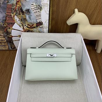 Kitlife Hermes Kelly Mini Bag Light Green Epsom Leather Silver Buckle 22cm