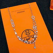 Kitlife Hermes Silver Pig Nose Diamond Marquise Necklace - 5