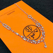 Kitlife Hermes Silver Pig Nose Diamond Marquise Necklace - 2