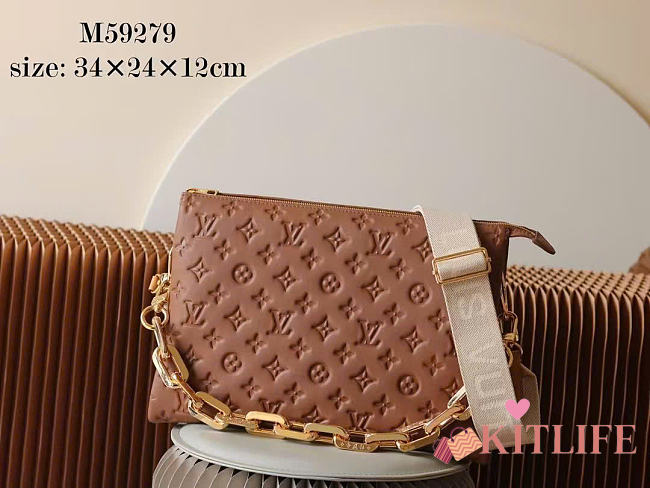 Kitlife Louis Vuitton Coussin MM Caramel Brown Bag M59279 34x24x12cm - 1