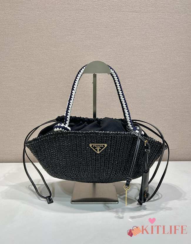 Kitlife Prada Small Crochet Top-Handle Bag Black 1BA463 25x14x11.5cm  - 1