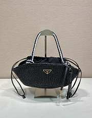 Kitlife Prada Small Crochet Top-Handle Bag Black 1BA463 25x14x11.5cm  - 1