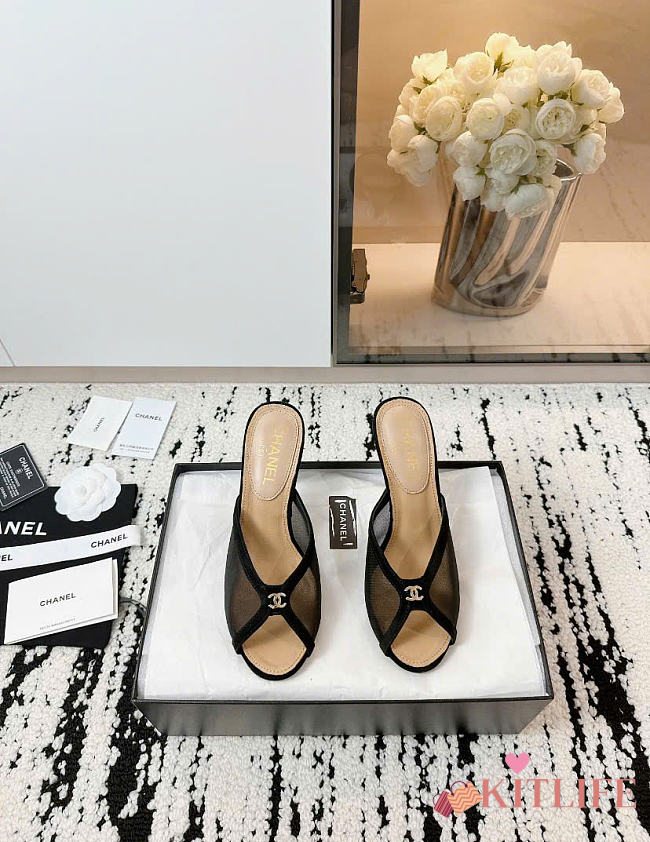Kitlife Chanel 24P Black Mesh High Heels 70mm - 1