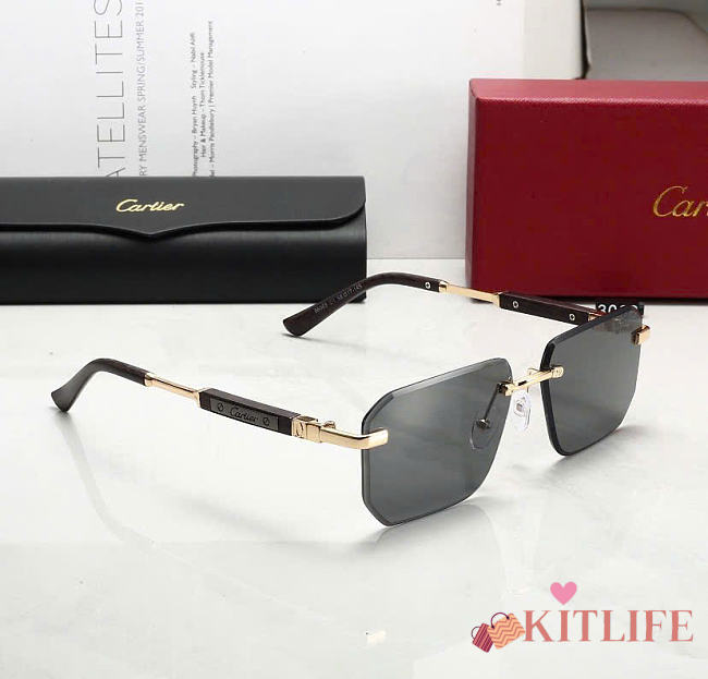 Kitlife Cartier Rimless Sunglasses Black - 1