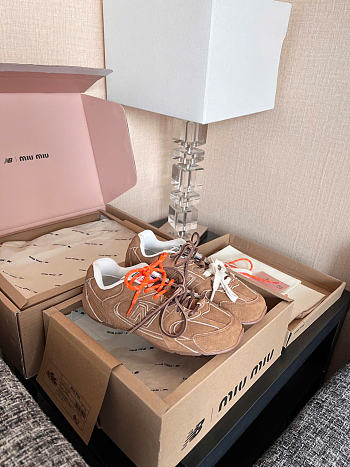 Kitlife Miu Miu X New Balance 530 SL Suede Sneakers Brown