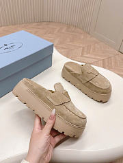 Kitlife Prada Beige Suede Flatform Mules - 6