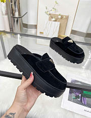 Kitlife Prada Black Suede Flatform Mules - 4