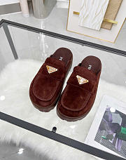 Kitlife Prada Dark Brown Suede Flatform Mules  - 1