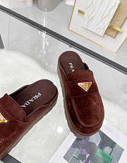 Kitlife Prada Dark Brown Suede Flatform Mules  - 6