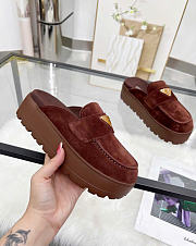 Kitlife Prada Dark Brown Suede Flatform Mules  - 3
