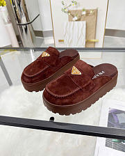 Kitlife Prada Dark Brown Suede Flatform Mules  - 2