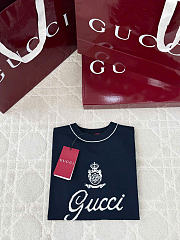 Kitlife Gucci Knit Silk Linen T-shirt With Intarsia In Dark Blue  - 5