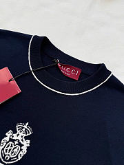 Kitlife Gucci Knit Silk Linen T-shirt With Intarsia In Dark Blue  - 4