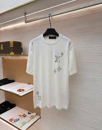 Kitlife Louis Vuitton Men Embroidered Signature T-Shirt White 