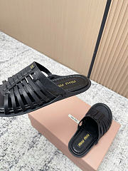 Kitlife Miu Miu Black Nappa Leather Slides  - 6
