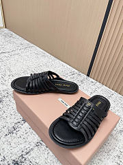 Kitlife Miu Miu Black Nappa Leather Slides  - 3