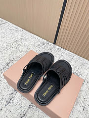 Kitlife Miu Miu Black Nappa Leather Slides  - 2