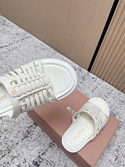 Kitlife Miu Miu White Nappa Leather Slides - 5