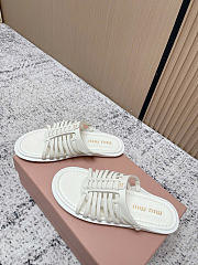 Kitlife Miu Miu White Nappa Leather Slides - 4
