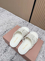 Kitlife Miu Miu White Nappa Leather Slides - 2