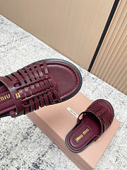 Kitlife Miu Miu Burgundy Nappa Leather Slides - 6