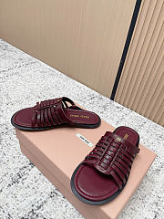 Kitlife Miu Miu Burgundy Nappa Leather Slides - 4