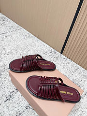 Kitlife Miu Miu Burgundy Nappa Leather Slides - 3
