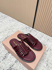 Kitlife Miu Miu Burgundy Nappa Leather Slides - 2