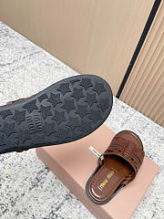 Kitlife Miu Miu Brown Nappa Leather Slides - 3