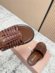 Kitlife Miu Miu Brown Nappa Leather Slides - 4