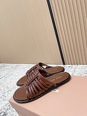 Kitlife Miu Miu Brown Nappa Leather Slides - 5