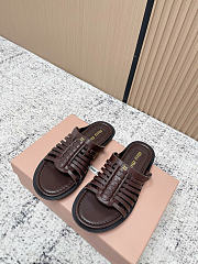 Kitlife Miu Miu Dark Brown Nappa Leather Slides - 1