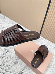 Kitlife Miu Miu Dark Brown Nappa Leather Slides - 6