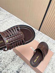 Kitlife Miu Miu Dark Brown Nappa Leather Slides - 5