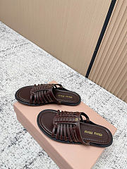 Kitlife Miu Miu Dark Brown Nappa Leather Slides - 3