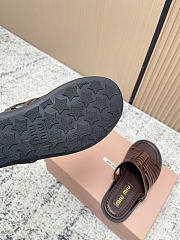 Kitlife Miu Miu Dark Brown Nappa Leather Slides - 2