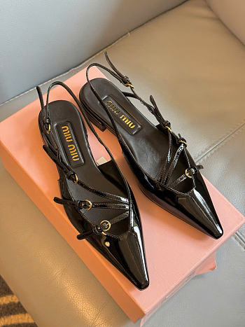 Kitlife Miu Miu Patent Leather Slingbacks Black