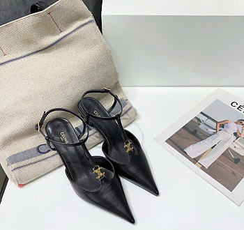 Kitlife Celine Kitten T-Bar Strap Pump in Black Lambskin Leather 5mm