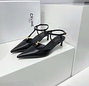Kitlife Celine Kitten T-Bar Strap Pump in Black Lambskin Leather 5mm - 3