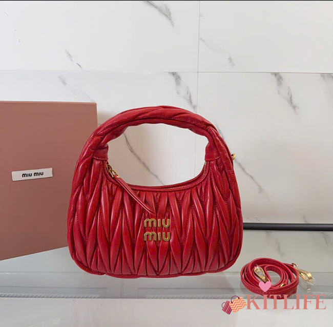 Kitlife Miu Miu Wander Hobo Bag Red 5BC125 20x6x17cm  - 1