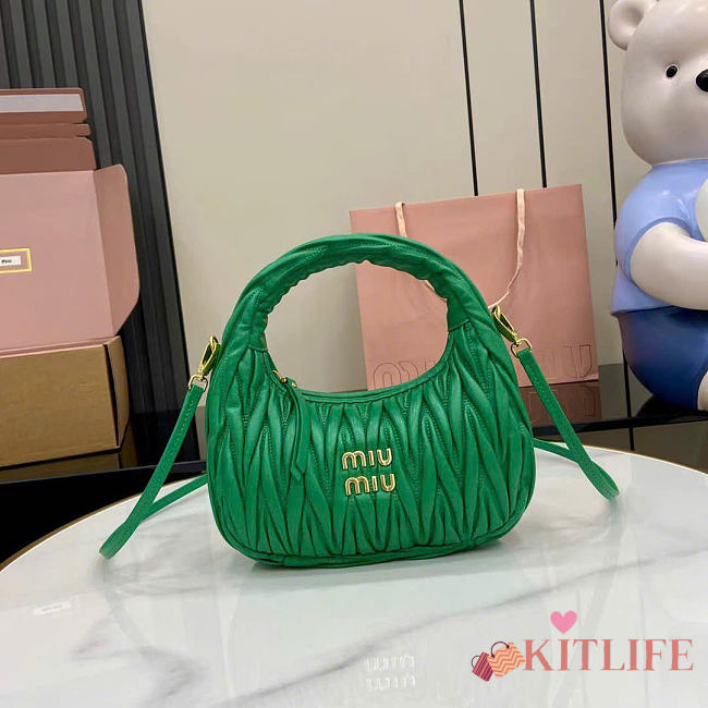 Kitlife Miu Miu Wander Hobo Bag Green 5BC125 20x6x17cm - 1