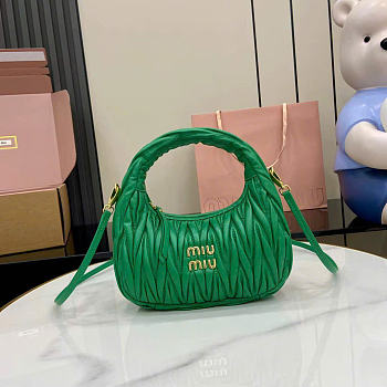 Kitlife Miu Miu Wander Hobo Bag Green 5BC125 20x6x17cm