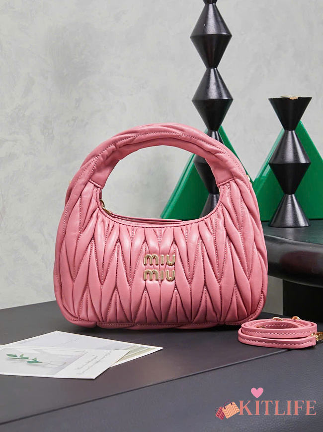 Kitlife Miu Miu Wander Hobo Bag Pink 5BC125 20x6x17cm  - 1