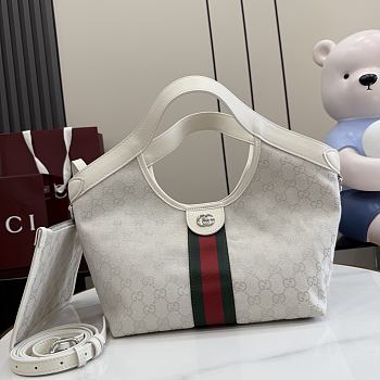 Kitlife Gucci Giglio Small Tote Bag Ivory GG Canvas ‎860845 25x20x15cm 