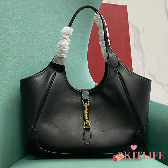 Kitlife Gucci Mercato Medium Tote Bag Black Leather 866645 35x28x15cm - 1