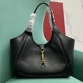 Kitlife Gucci Mercato Medium Tote Bag Black Leather 866645 35x28x15cm