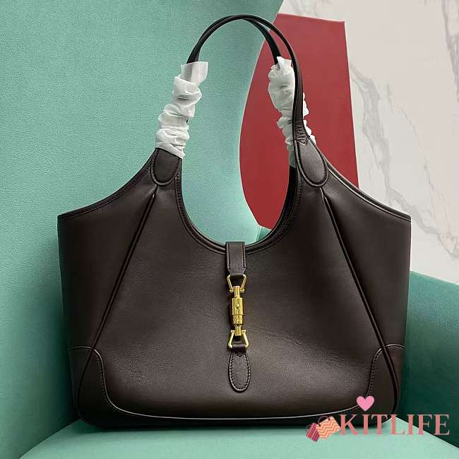 Kitlife Gucci Mercato Medium Tote Bag Dark Brown Leather 866645 35x28x15cm  - 1