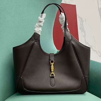 Kitlife Gucci Mercato Medium Tote Bag Dark Brown Leather 866645 35x28x15cm 