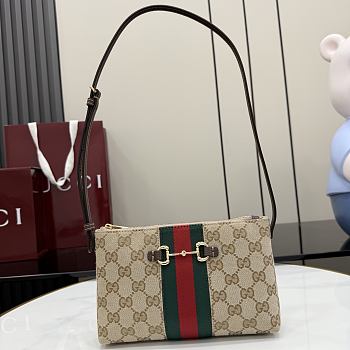Kitlife Gucci Horsebit Small Shoulder Bag Beige GG Canvas ‎867130 20x12.5x4.5cm