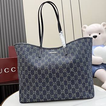 Kitlife Gucci Tribeca Large Tote Bag Dark Blue GG Denim 874745 38x29.5x13cm